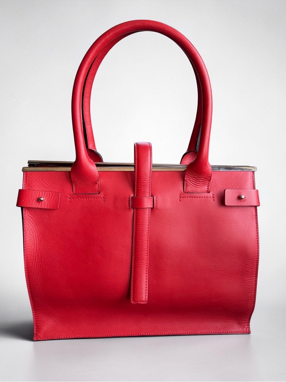 CNC Costume National Red Leather Top-Handle Satchel